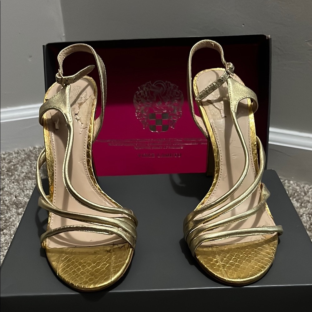 Vince Camuto Gold Strappy Heels